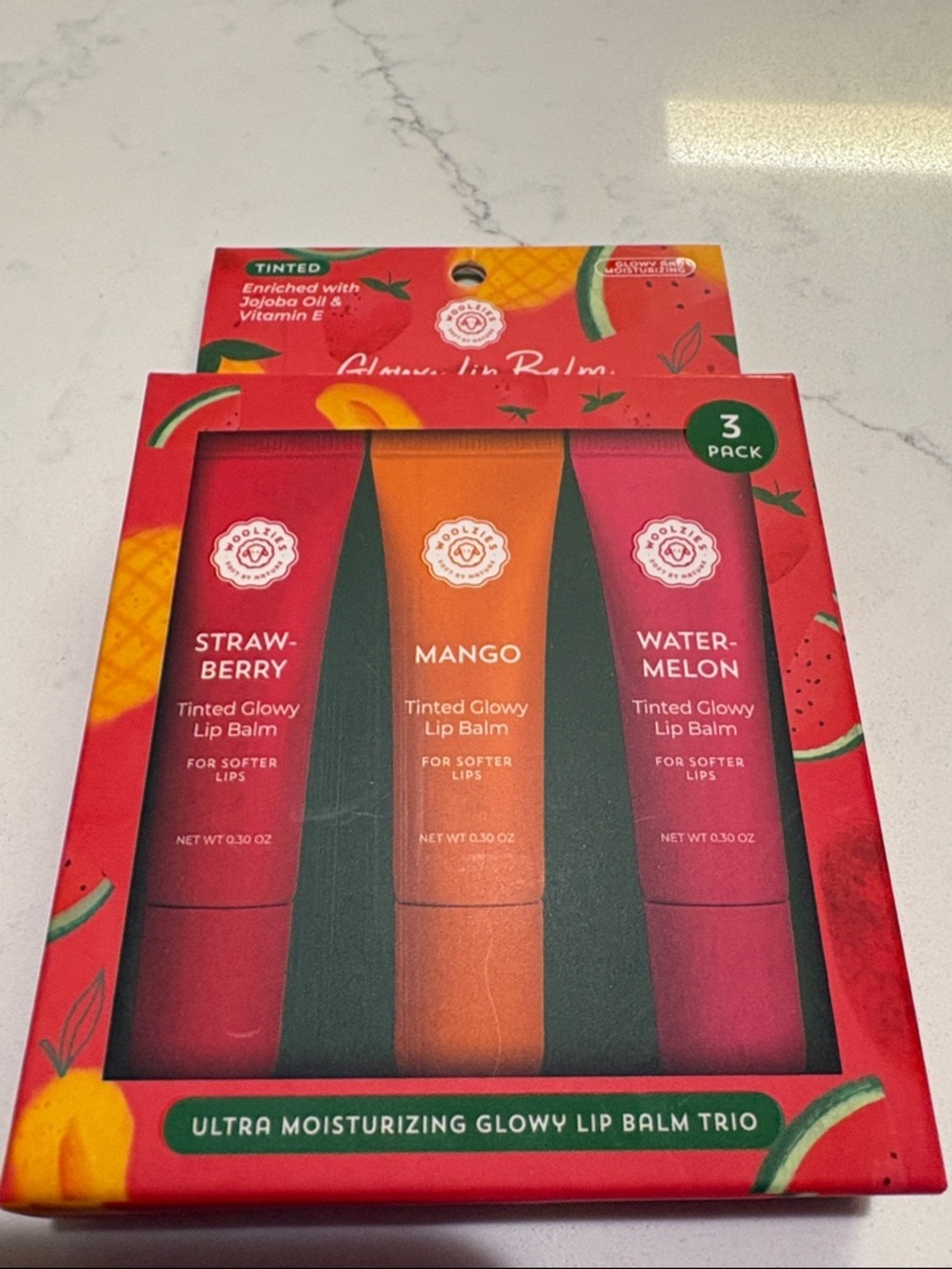 Glossy Lip Balm Trio — Strawberry, Mango & Watermelon Tinted Lip Balms - Picture 4 of 6